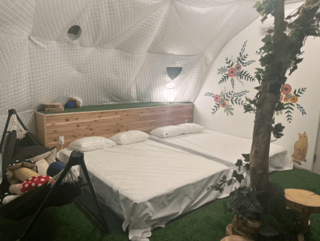 【1日2組限定】3世代・グループ歓迎！専用トイレ付ドームテント貸切BBQ｜池遊びに一番近い特等席で贅沢ステイ