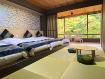 【和洋室◆渓谷眺望】和モダン空間＋マットレス｜眺望No1