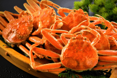 ■香箱がに(姿蟹)■独特の内子、外子、甘みのある身は何とも言えない美味しさで、雄の活蟹でなく雌の香箱蟹を好む人も。この時期にしか味わえない冬の石川の味覚をお楽しみ下さい。