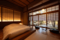 和の落ち着きと現代的な快適さが融合した一室。ロイヤルスイート「原」で、非日常の安らぎを。