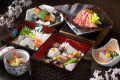 春のメニュー（2022年撮影）。
信州の旬の食材を活かし、季節の行事をモチーフにするなど趣向をこらしております。