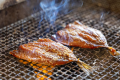 【朝食】島の「鯵のみりん干し」を炭火で焼いてご提供♪