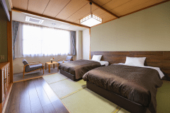 【和ツイン】い草の香り漂う和室にツインベッドを取り入れた和モダンな客室
