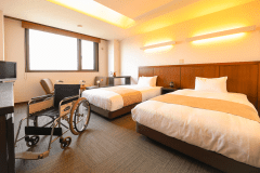 【バリアフリー洋室】段差のない客室で車椅子でも安心してお寛ぎいただけます