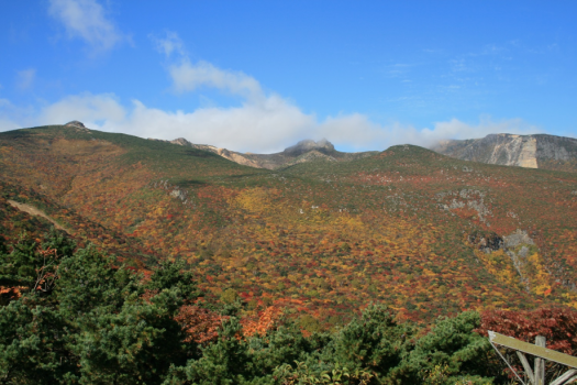 日本百名山　安達太良山の紅葉　見頃は例年10月上旬から