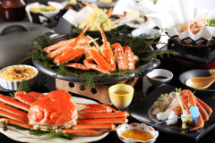 一番人気☆カニフルコース(カニ約2.5杯/1人前)☆貸切温泉無料&外湯巡り券付☆夕朝部屋食