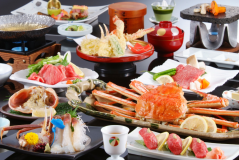 カニ＆但馬牛コース(カニ約2杯/1人前)☆貸切風呂無料&外湯巡り券付☆夕朝部屋食