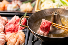 【夕食・しゃぶしゃぶ】寒い冬にピッタリ!霜降りの美しい「十勝牛」やブランド肉などお部屋で贅沢に♪ 【夕食・しゃぶしゃぶ】寒い冬にピッタリ!霜降りの美しい「十勝牛」やブランド肉などお部屋で贅沢に♪