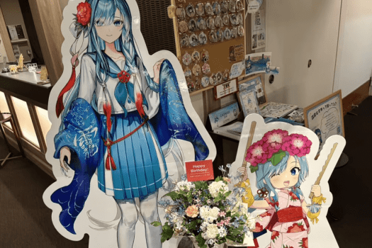 ６月は別所愛染ちゃんのお誕生日♪６月中いっぱいはロビーのパネル、祭壇がお誕生日使用になっています