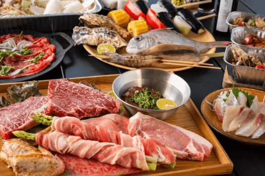 Luxurious style “Hearty BBQ Plan” ~ How about the premium meat and fresh seafood that the island boasts with a BBQ? Enjoy the fusion of the delicious food and magnificent views! ~ 【SETOUCHI-HAMAYA-VILLA】