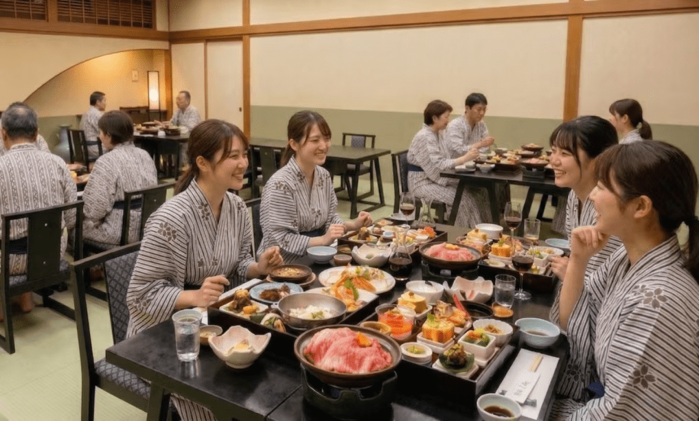 【お食事場所おまかせ】山形牛すき焼きと貸切温泉で寛ぐ「お値打ち会場食プラン」