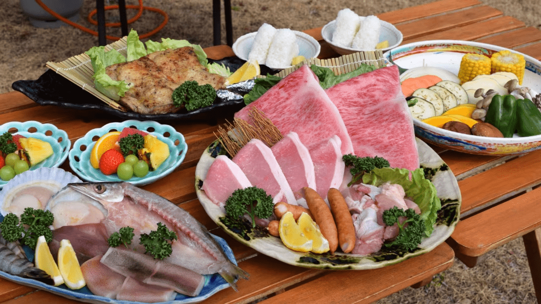 ◆黒毛和牛とオリーブ豚のプレミアムBBQ　※夕食イメージ