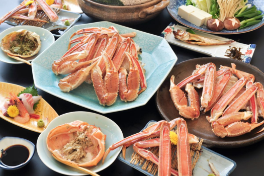 【日帰り昼食】古城厳選ズワイガニ 1.5杯使用｜蟹刺身・焼蟹・蟹すき鍋 等｜古城かにコース