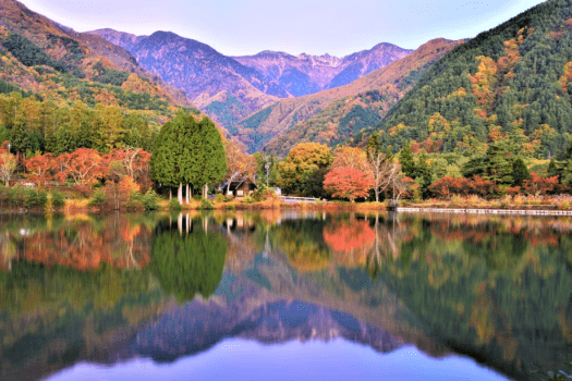 【駒ヶ池】池に映る紅葉
