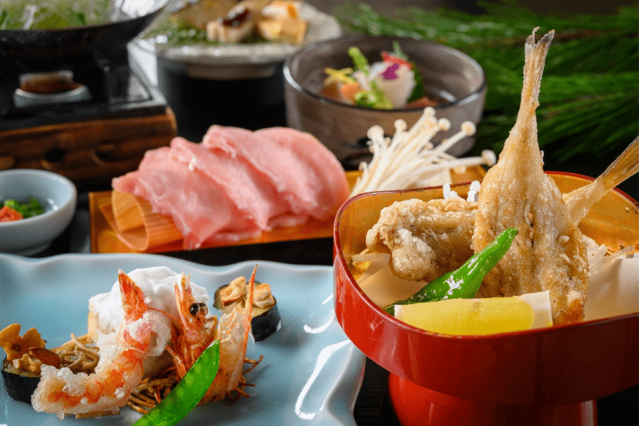 旬魚や地物の野菜を中心にした、料理長お任せ「冬のはなやぎ会席」