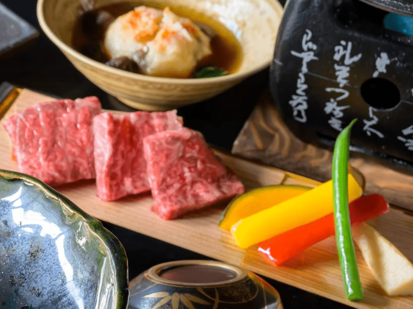 味わい深い、鳥取県産和牛の陶板焼き