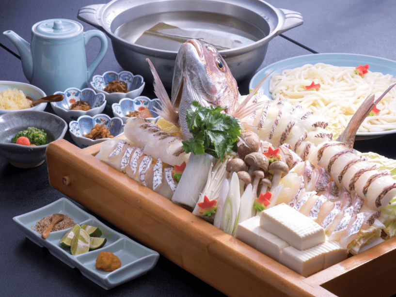 鯛しゃぶ鍋：薬味を変えて2度お楽しみください