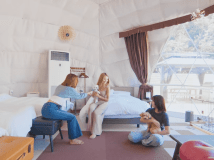 お部屋のダブルベッドはわんちゃんと就寝OK！