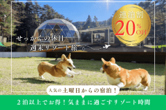 【連泊割20％OFF】土曜から過ごすラグジュアリーな週末リゾート🐾愛犬が一番リラックスできる「別荘スタイル」の休日＜清掃なし／食事選択自由＞