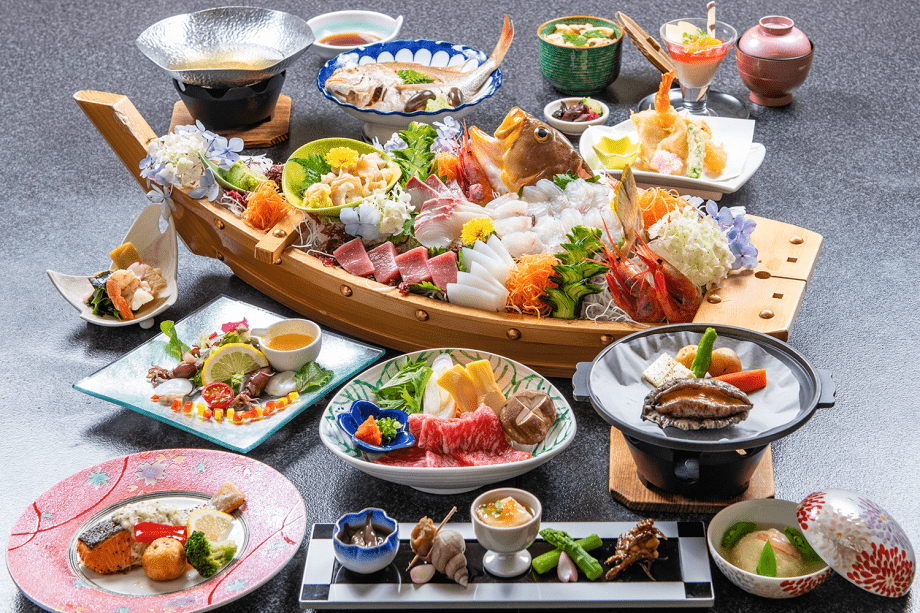 春の舟盛付き海鮮会席