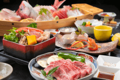 舟盛り、特撰黒毛和牛焼肉