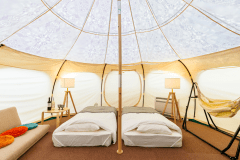 【ロータスベル／5mタイプ】 玉ねぎ型の可愛いテント。一歩中に入れば非日常に誘われること間違いなし♪