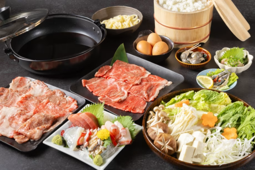 ≪いぬやど会員様限定10％OFF≫【夕食付き・そうさ若潮牛のすき焼きコース】～2種のそうさ若潮牛と彩り食材の贅沢盛り～食通も魅了する四季折々のグルメを味わう鍋料理【選べる朝食】