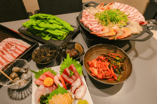 ≪いぬやど会員様限定10％OFF≫【夕食付き・海鮮と地産ポークの韓国風鉄板焼コース】～本格サムギョプサルを堪能！～厳選ご当地食材＆韓国グルメ満喫プラン♪【選べる朝食】