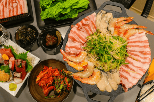 ≪いぬやど会員様限定10％OFF≫【夕食付き・海鮮と地産ポークの韓国風鉄板焼コース】～本格サムギョプサルを堪能！～厳選ご当地食材＆韓国グルメ満喫プラン♪【選べる朝食】