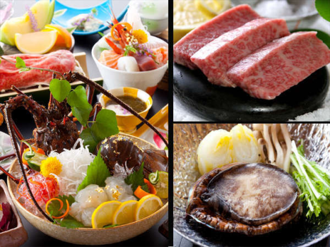 伊勢海老とアワビに佐賀牛の３つのメインが味わえる！！