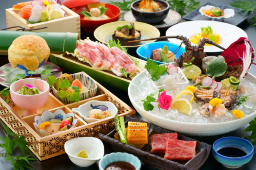 先着20組HP限定【４大グルメ2,000円引き】【豪華食材そろい踏み】伊勢海老×鮑×佐賀産牛“４大メイン食べ比べ”●特典：貸切１回無料【朝夕食事処】