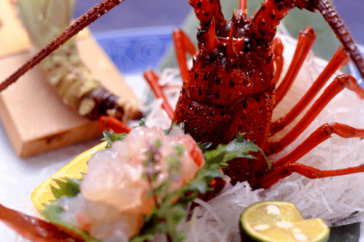 【伊勢海老のお造り】別注になりがちな「伊勢海老のお造り」を通常プランでお楽しみいただいております。