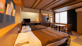 禁煙【和モダンツイン】ヒノキのお風呂からの眺めが最高！