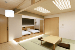 露天風呂付き和洋室＜和室6畳とツインベッドルーム＞（B）