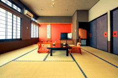 【2F和モダン客室】日本旅館の落ち着いたしつらえでご家族でもゆとりのある間取りです。