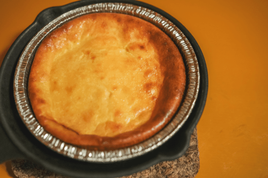 温めて食べるチーズケーキ。