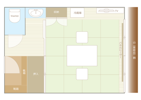 Mountain side Japanese style room
Floor plan Mountain side Japanese style room
Floor plan