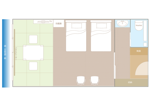 Lake side Japanese-Western style room
Floor plan Lake side Japanese-Western style room
Floor plan