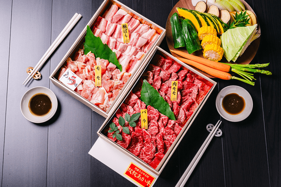 【ご夕食／BBQプラン】産山村の「放牧あか牛」や新鮮お野菜。調理はセルフスタイルで。