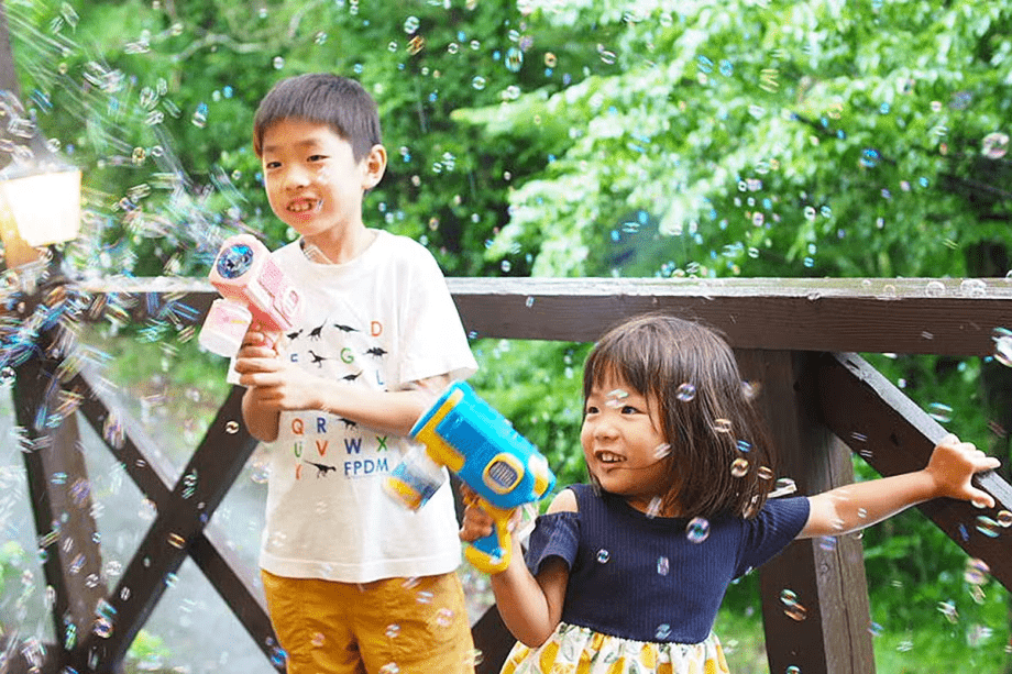 【夏休みプラン】テラスでシャボン玉遊び♪