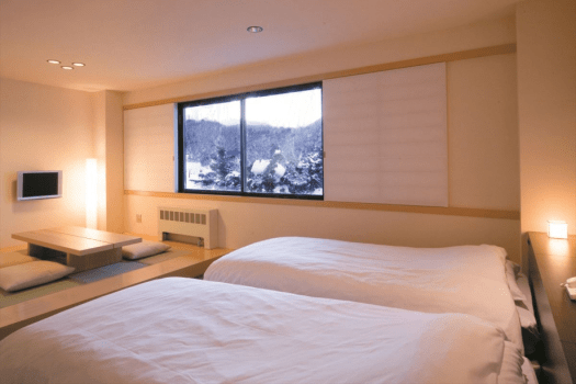 ⑦"Yubo" Japanese-Western Room (Twin Beds + 4.5-Tatami Area) with Shower Room &ndash; Non-Smoking