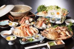 【日帰り夕食Aかにすきコース】かに刺し・かにすき・焼かに・かに雑炊　かにの基本コース