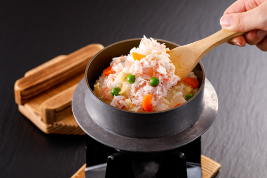 蟹の本番で蟹釜飯