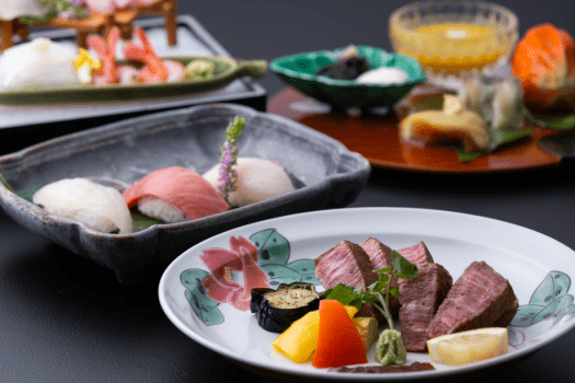 【Meal upgrade】～Luxury Kaiseki plan with sushi and Japanese beef fillet steak～