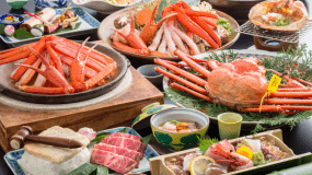 北但馬三大食材★タグ付香住蟹をメインに、但馬牛・旬魚介も【くれない会席コース】