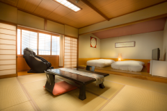 【和洋室・15畳】マッサージ機付和洋室。シーリー社製のベットマットで快眠を。 【和洋室・15畳】マッサージ機付和洋室。シーリー社製のベットマットで快眠を。