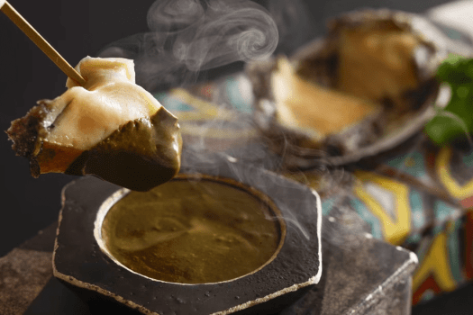 2026年夏会席（鱧と鮑）蒸し鮑肝フォンデュイメージ