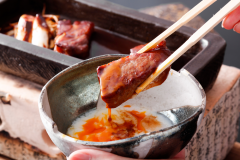 和牛ステーキ百味一番誉焼（味噌すき焼風）温泉玉子