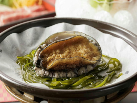 鮑の陶板焼き