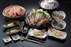 冬のカニプラン　【　月のしずか　】　まんぷく満足コース　カニ鍋・焼カニ・カニ天ぷら・・・＆タグ付活蟹を「茹で」か「刺し」で